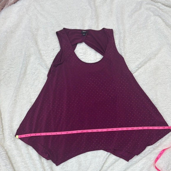 Rock & Republic Purple Asymmetrical Cutout Tank Top studded - Picture 3 of 5